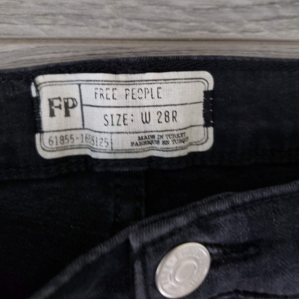 Free People High Waist Camo Denim Skinny Jeans Black Size 28 Regular - Picture 5 of 16